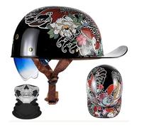 Motorcycle Half Helmet Baseball Cap Helmet Half Shell Helmet with Face Mask ECE Certified Jet Helmet Blue Lens Gradient Color Light Motorcycle Helmet F,XL=61-62CM