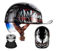 Motorcycle Half Helmet Baseball Cap Helmet Half Shell Helmet with Face Mask ECE Certified Jet Helmet Blue Lens Gradient Color Light Motorcycle Helmet C,L=59-60CM