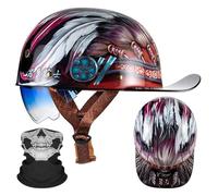 Motorcycle Half Helmet Baseball Cap Helmet Half Shell Helmet with Face Mask ECE Certified Jet Helmet Blue Lens Gradient Color Light Motorcycle Helmet I,L=59-60CM