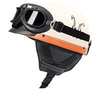 Motorcycle Half Helmet DOTECE Approved Open-Face Motorbike Helmets Avce Goggles Lightweight Scooter Half Helmet Quick-Release Buckle for Adults Men Women Four Seasons B,53-60CM