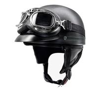 Motorcycle Half Helmet DOTECE Approved Open Face Motorbike Helmets Have Goggles Leather Scooter Halfhelmet for Adults Men Women Soft and Comfortable Lining Helmets D,56-61CM