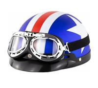 Motorcycle Half Helmet DOTECE Approved Open Face Motorbike Helmets Have Goggles Leather Scooter Halfhelmet for Adults Men Women Soft and Comfortable Lining Helmets F,56-61CM