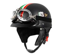 Motorcycle Half Helmet DOTECE Approved Open Face Motorbike Helmets Have Goggles Leather Scooter Halfhelmet for Adults Men Women Soft and Comfortable Lining Helmets C,56-61CM