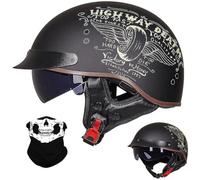 Motorcycle Half Helmet for Adult Men Women, Cap Cruiser Chopper Scooter Pilot Jet Helmet, Summer Retro Open Face Harley Motorcycle Helmets, DOT/ECE Certified(D14,XL/61-62cm)