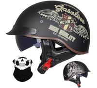Motorcycle Half Helmet for Adult Men Women, Cap Cruiser Chopper Scooter Pilot Jet Helmet, Summer Retro Open Face Harley Motorcycle Helmets, DOT/ECE Certified(D12,L/59-60cm)