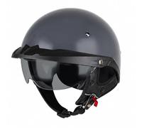 Motorcycle Half Helmet for Adults, DOT ECE Certified Open Face Helmet with Retractable Sun Visor, Quick Release Buckle, 1050g Lightweight, Adjustable Fit Dial(Gray,L=(59~60cm))