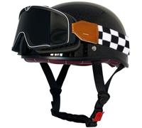 Motorcycle Half Helmet for men, Motorcycle Open Face Helmet German Style Scooter Helmets Skull Cap Helmets with Goggles Moped Helmet for Men Women Cruiser helmet Approved by DOT 6,M=56-58cm