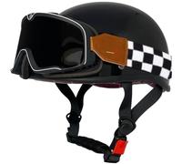 Motorcycle Half Helmet for men, Motorcycle Open Face Helmet German Style Scooter Helmets Skull Cap Helmets with Goggles Moped Helmet for Men Women Cruiser helmet Approved by DOT 10,M=56-58cm