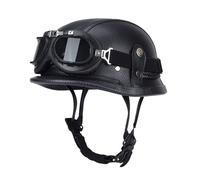 Motorcycle Half Helmet Free Goggles German-Style Motorcycle Helmet ECE Approved Collision-Proof Helmet with Goggles Open Face Helmet for Scooter Bike Cruiser D,M=(57-58CM)