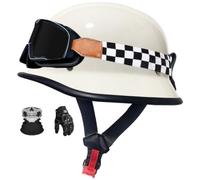 Motorcycle Half Helmet, German Style Retro Half Helmet, Skull Cap Helmets with Goggles and Mask, Moped Helmet for Unisex, Scooter Helmets Approved by DOT Cruiser helmets for men 4,XL=61-62cm
