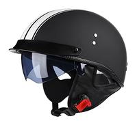 Motorcycle Half Helmet Open Face Helmet with Drop-Down Sun Visor DOT/ECE Approved Retro Motorbike Helmet for Cruiser Chopper Scooter Bike Road Crash Jet Helmet for Adults Men Women