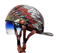 Motorcycle Half Helmet Portable Motorbike Open Face Helmets ECEDOT Certification with Visor Scooter Halfhelmet Quick Release Buckle for Adults Men Women Durable ABS Shell K,XXL:63-64CM