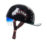 Motorcycle Half Helmet Portable Motorbike Open Face Helmets ECEDOT Certification with Visor Scooter Halfhelmet Quick Release Buckle for Adults Men Women Durable ABS Shell C,XXL:63-64CM
