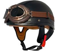 Motorcycle Half Helmet, Retro Jet Helmet with Goggles, Adjustable Size, Comfortable Liner, DOT/ECE Approved Open Face Helmet for Men and Women, for Cruiser, Moped, Scooter 5,XXL