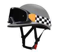 Motorcycle Half Helmet Retro Style Open Face Motorbike Helmets Lightweight Scooter Half Helmet Avce Goggles for Adults Men Women ECEDOT Approved Suitable for All Seasons H,XXXL:65-66CM