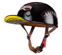 Motorcycle Half Helmet Vintage Baseball Cap Half Shell Motorbike Helmets Extended Retro Brim Helmet ECEDOT Approved Open Face Helmets for Cruiser Chopper Scooter Unisex H,XXL:63-64CM