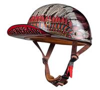 Motorcycle Half Helmet Vintage Baseball Cap Half Shell Motorbike Helmets Extended Retro Brim Helmet ECEDOT Approved Open Face Helmets for Cruiser Chopper Scooter Unisex D,L:59-60CM