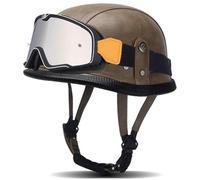 Motorcycle Half Helmets with Goggles German Style Motorcycle Helmets for Men Women Retro motorcycle helmet DOT Approved Baseball Cap Helmets, for Moped Cruiser Scooter 6,2XL=63-64cm