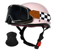 Motorcycle Half Shell German Helmets with Goggle, ECE/DOT Approved Motorbike Moped Quick Release Buckle Jet Helmet, Men Women Half Face Helmet for Scooter ATV Cruiser Chopper (G, M(57~58CM))
