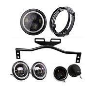 Motorcycle Halo 7Inch Headlight Bracket Led Fog Lamp Passing Light Cover Turn Singal Holder Mounting Combo(Full Set 2)
