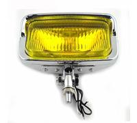 Motorcycle Halogen Headlamp Motorcycle Vintage Square Headlight Retro H3 Front Lamp Universal for Cafe for Racer for Bobber Running Light(Chrome Amber Lens)