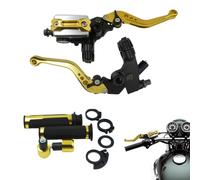 Motorcycle Handlebar Brake 7/8" 22mm Disc Hydraulic Right Brake Adjustable | Clutch Lever General Right Handle Aftermarket Compatible Replacement for Most Motorcycles Street Dirt Cruis gold