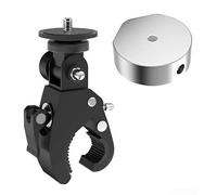 Motorcycle Handlebar Camera Mount Clamp 360 Degree Swivel Aluminum Alloy Bracket For Dji Action Cam Phone Light Gear 15mm To 35mm Tube Black Finish Anti Slip Pad Stable Fitment(G)