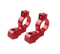 Motorcycle Handlebar Clamp 2 Pcs Universal Motorcycle Bike ATV Rear View Mirror Bracket Mount Adapter Holder Clamp Screw CNC Aluminum 22mm 7/8" Handlebar(Red)