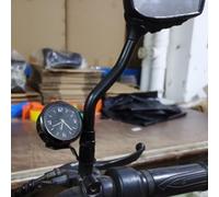 Motorcycle Handlebar Clock for All Bikes - Electronic Quartz Tachometer-Style Gauge with Glow-in-the-Dark Dial, Shockproof Metal-ABS Construction