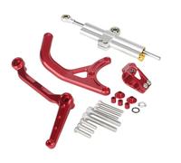 motorcycle handlebar damper Compatible With Ducati For Multistrada MTS For V4 For Rally Pikes Peak Motorcycle Steering Damper Stabilizer Accessories Bracket Kit Parts(Silver-Red)