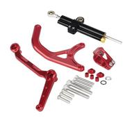 motorcycle handlebar damper Compatible With Ducati For Multistrada MTS For V4 For Rally Pikes Peak Motorcycle Steering Damper Stabilizer Accessories Bracket Kit Parts(Black-Red)