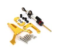 motorcycle handlebar damper Compatible With For MT09 2024 2025 Motorcycle Steering Damper Stabilizer Mounting Universal Linear Shock Absorber Kit(Silver-Yellow)