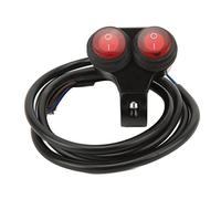 Motorcycle Handlebar Double Control Switch, Aluminum Alloy Dual On Off Switch with Red Indicator Light for Headlight Spotlight, 12V Universal Fit for