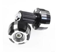 Motorcycle Handlebar End Covers with Counterweight Function Made from CNC Machined Aluminum Alloy for Better Ride Stability (Silver + Black)