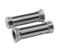 MOTORCYCLE HANDLEBAR GRIPS RAIL TYPE WITH CAP DETAIL CHROME 25/28mm 130mm LENGTH