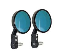 Motorcycle Handlebar Mirror Round Side Rearview Mirrors Handle Bar End Wide View Blue Glass Moto Accessories