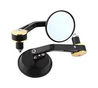 Motorcycle Handlebar Mirror Set,Motorcycle Rear View Mirrors - 1 Pair Universal 7/8"""" Round Handlebar End Mirrors for Scooter, Motorbike and Street Bikes (Gold End)