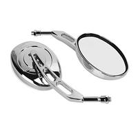 Motorcycle Handlebar Mirrors, Chrome Motorcycle Rear View Mirror 10mm Clear Vision Left Right 2pcs Universal for Modification Replacement for