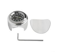Motorcycle Handlebar Mount Clock Watch with Night VISIONs Dial| Aluminum Alloy Bar End for Bike 22mm 7/8" to 1"| Black(Silver black panel)