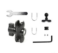 Motorcycle Handlebar Mounting Clamp With Double Socket Ball Head Bracket Extension Made Of Abs Material For Electric Vehicles And Bikes Black Color Complete Installation Hardware Set