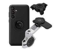 Motorcycle Handlebar Phone Mount Quad Lock PRO Chrome with Vibration Damper and MAG Phone Case for Galaxy S24 FE
