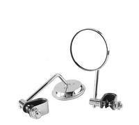 Motorcycle Handlebar Rear View Mirrors Round Convex Clip-On Retro For SR400 Chopper Cruiser Motorcycle Rearview Mirror(Chrome)
