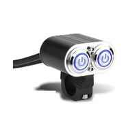 Motorcycle HandleBar Switch Control button Motorcycle 22mm Handle Bar Light Switch Blue LED Indicator Buttons For Scooter Dirt Custom Bike Latching Action Headlight On-Off