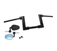 Motorcycle Handlebars Sheep Horn Style Ape Hangers Gloss Black Compatible with Street 500(Handlebar and Mirror)