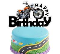 Motorcycle Happy Birthaday Cake Topper Motorcycle Racing Themed Cake Decoration Motorcycle Enthusiasts Birthday Party Supplies