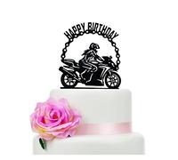 Motorcycle Happy Birthday Cake Topper, Motorcycle Girl's Birthday Cake Topper, Funny Keepsake for Your Wife or Daughter and Female Friends' Birthday