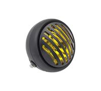 Motorcycle Headlamp Assembly FOR Gn125 FOR Cg125 Modified Retro Universal Motorcycle 12V Black Shell Front Black Metal Retro Round Headlight Motorcycle Headlight(Black Yellow Glass)