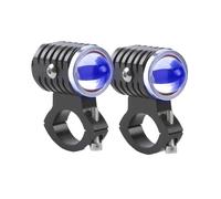 Motorcycle Headlight 1.5 Inch Motorcycle LED Spotlights Waterproof Driving Headlight White Yellow Hi/Lo Beam Fog Lights Motobike Blue Devil Eye(2piece Pipe Bracket)