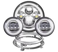 Motorcycle Headlight For Electra For Glide For Street For Road For Ultra / 7inch LED Headlight +4.5inch Fog Lights 7" Bracket Mounting Ring(A Set Sliver)