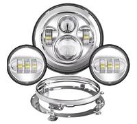 Motorcycle Headlight For Electra For Glide For Street For Road For Ultra / 7inch LED Headlight +4.5inch Fog Lights 7" Bracket Mounting Ring(A Set Sliver1)